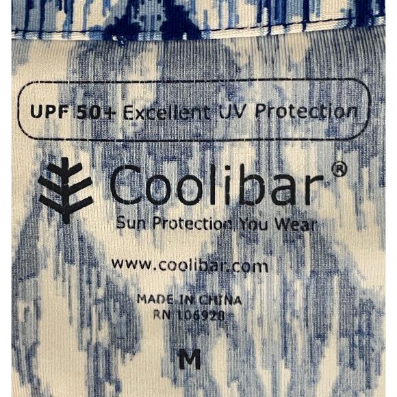 Coolibar Blue Geometric Print Jersey Dress Medium Long Sleeve UPF 50+ Beach Pool - Picture 7 of 9